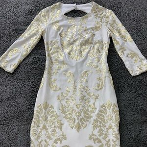 WHITE & GOLD MID DRESS